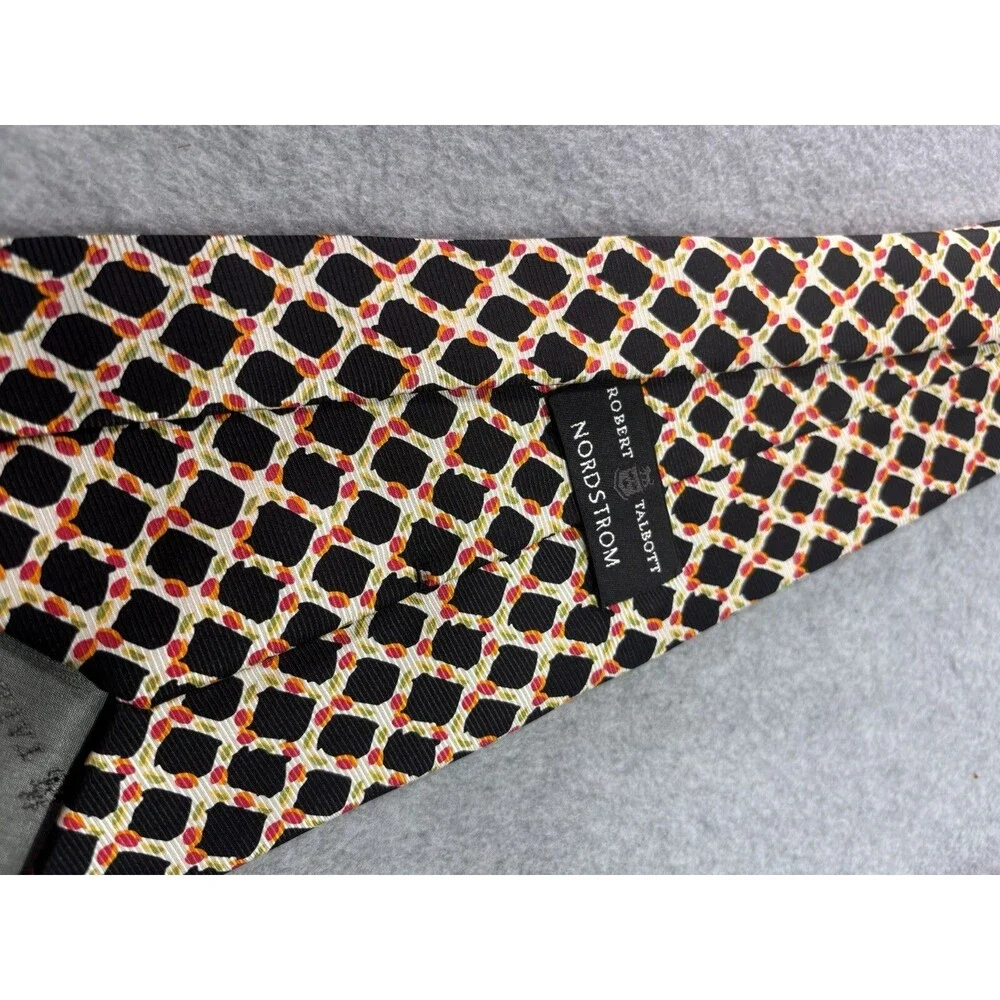 Robert Talbott‎ Nordstrom Tie Black W/ Lattice Geometric Colorful L:57” W:4”